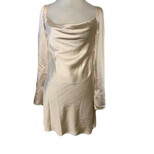 NWT Princess Polly Women’s Size 6 Champagne Satin Star Power Mini Dress Cocktail